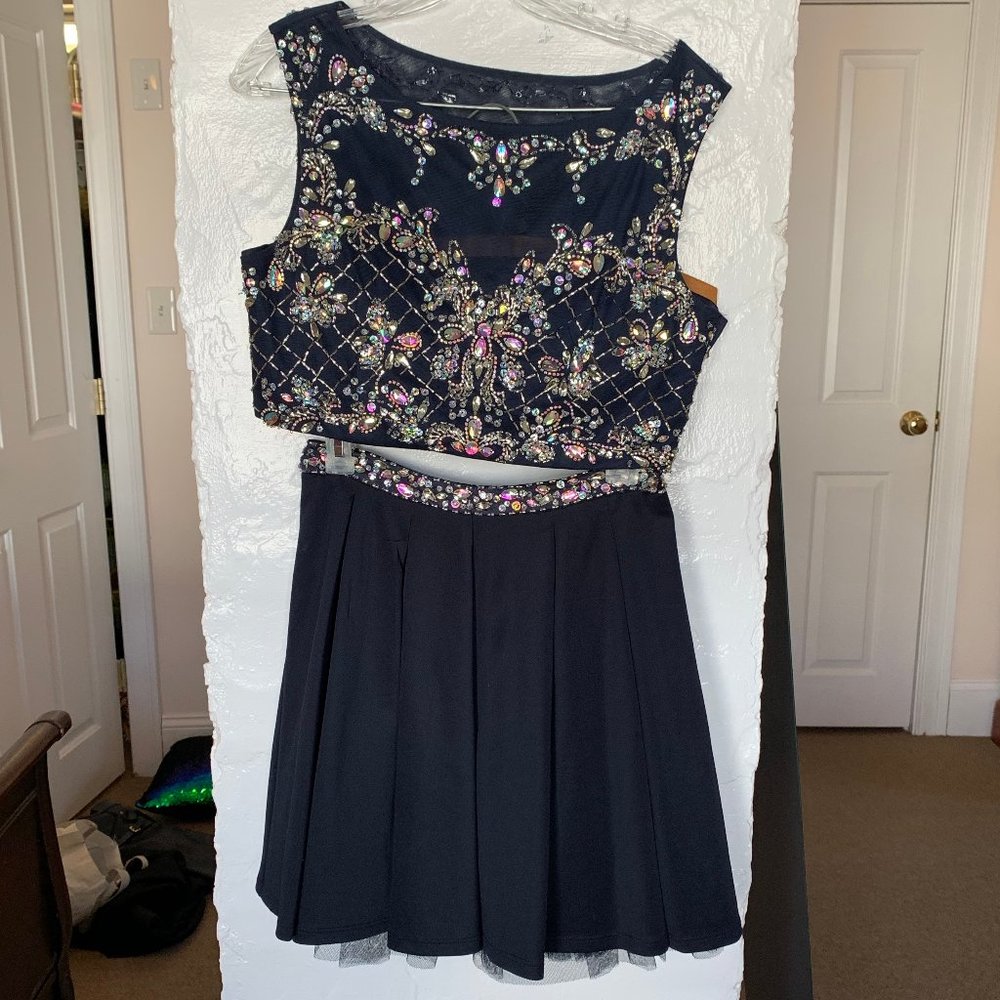 Two Piece Beaded Semi-Formal Dress Size S/M